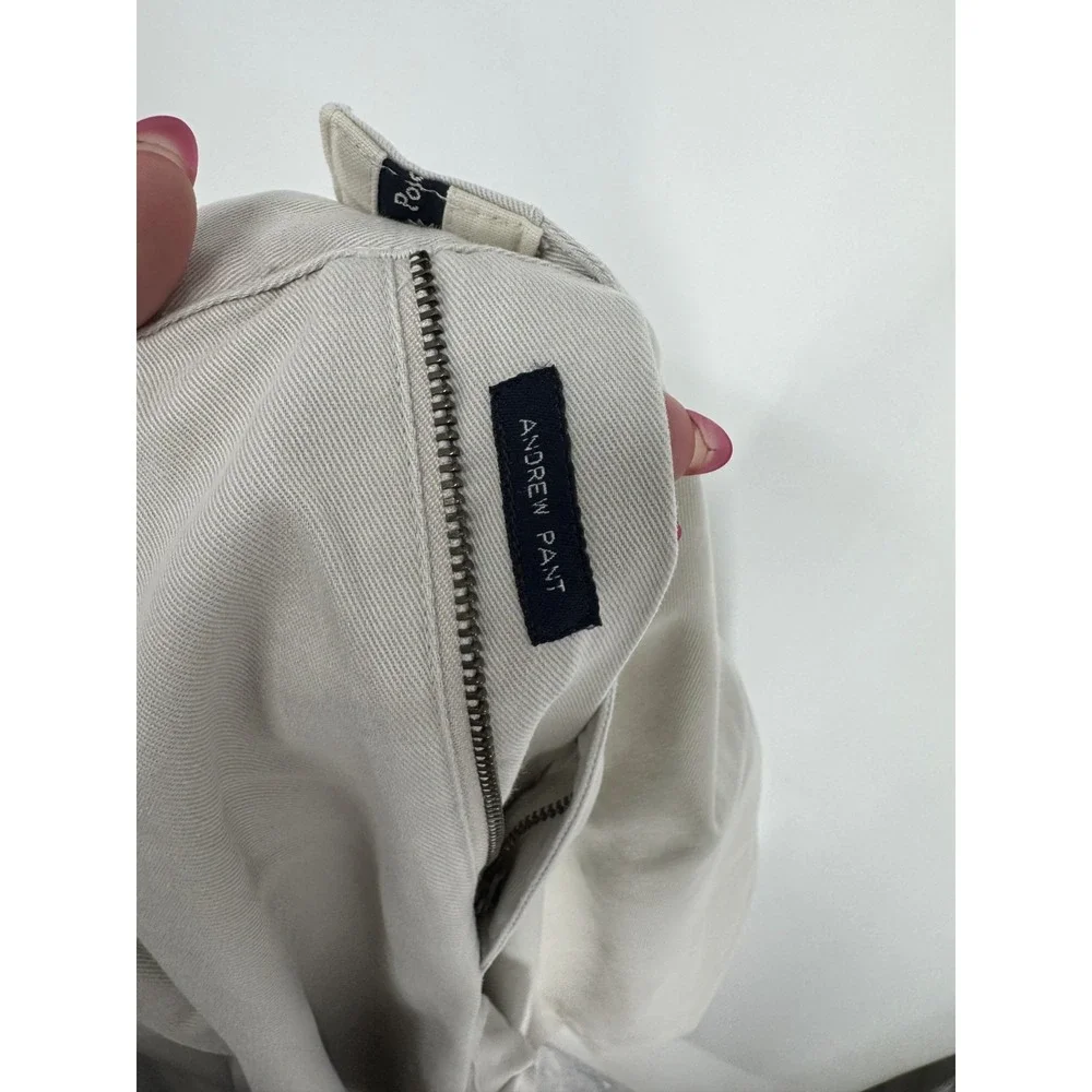 Polo Ralph Lauren Andrew Pants Mens Size 34x32 Khaki Vintage Baggy Pleated Chino